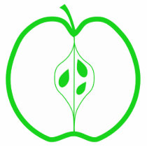 White and Green Apple Half. Cut Out