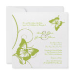 White and Green Butterfly Wedding Invitation