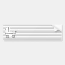 White and Grey Baby Pram. Bumper Stickers