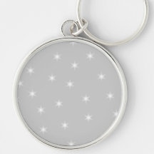 White and Light Grey Star Pattern. Keychain