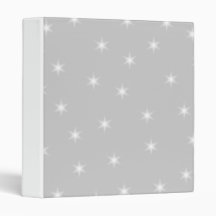 White and Light Grey Star Pattern. Vinyl Binder