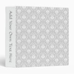 White and Pastel Grey Damask Design. 3 Ring Binder
