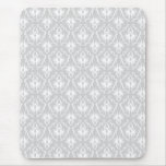 White and Pastel Grey Damask Design. Mouse Pad