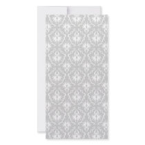 White and Pastel Grey Damask Design. Photo Greeting Card