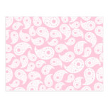 White and Pastel Pink Paisley. postcards