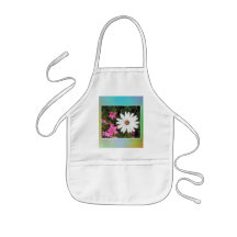 White and pink flowers. apron