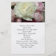 White and Pink Peonies Wedding Program Flyer