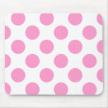 White and Pink Polka Dots Mousepad