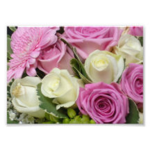 White and Pink Roses Photo Print