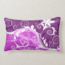 White and Purple Floral Grunge Pillow
