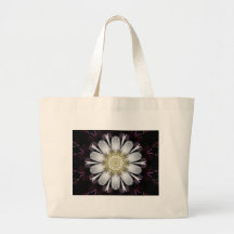 White and Purple Flower Canvas Bag