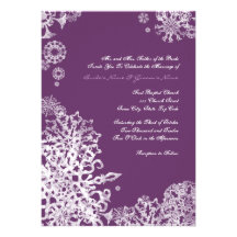 White and Purple Snowflakes Wedding Invitation 3