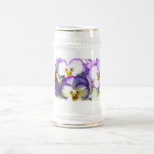 White and Purple Violas Beer Stein Coffee Mug