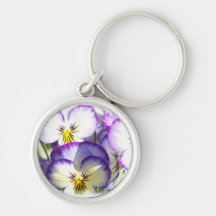 White and Purple Violas Keychain