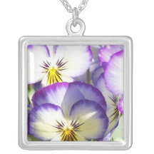 White and Purple Violas Necklace