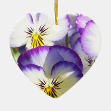 White and Purple Violas Ornament