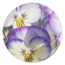 White and Purple Violas Plate