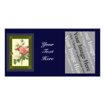 White and Red Botanical Roses Photo Card Template