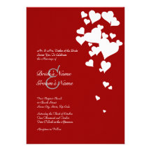 White and Red Hearts Wedding Invitation