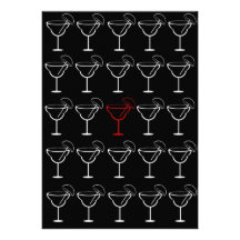 White and Red Margarita Glasses Margarita Party Custom Announcements