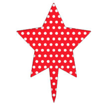 White and Red Polka Dot Pattern. Spotty. Cake Pick