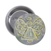White and Silver Light Angel Button or Pin