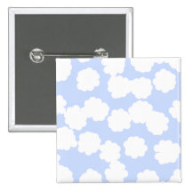 White and Sky Blue Clouds Pattern. Pinback Buttons