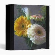 White and Yellow Gerbera and Calla 1 3 Ring Binders