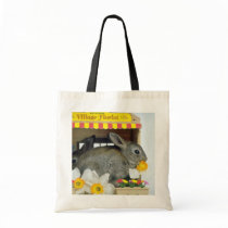 white Apricot and Blue Rex rabbits flowers Canvas Bag