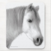 White Arabian Horse Portrait Mousepad