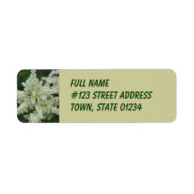 White Astilbe Flower Return Address Label