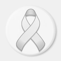 White Awareness Ribbon Magnet
