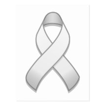 White Awareness Ribbon Postcard