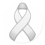 White Awareness Ribbon Round Sticker