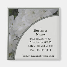 White Azalea Business Fridge Magnet