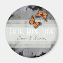 White Azalea Faith, Hope, Love Magnet