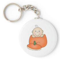 White Baby in Pumpkin Key Chain