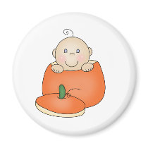 White Baby in Pumpkin Fridge Magnet