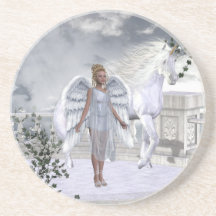 White Beauty Unicorn Angel Coaster