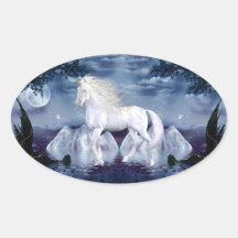 White Beauty Unicorn Oval Sticker
