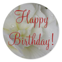 White Begonia Birthday Sticker