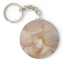 White Begonia Flower Keychain