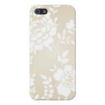 White, beige floral case for her covers for iPhone 5