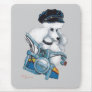 White Biker Chick Poodle - Customized Mouse Mat