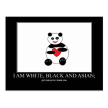 White Black Asian Panda Postcard