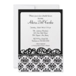 White & Black Damask Bridal Shower Invitation