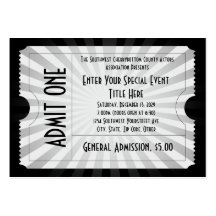 White + Black Event Ticket, Lg Business Card Size