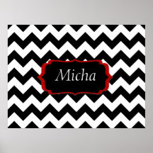 White & Black Modern Chevron Monogram Print