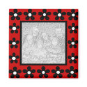 White black n red flower frame template magnet