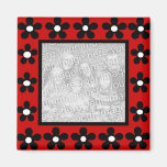White black n red flower frame template magnet